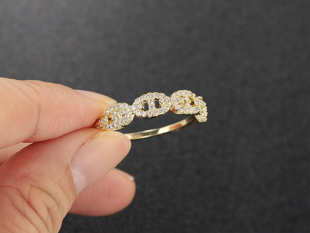 bague Premium Sertie de Zircons-Acier inoxydable Brillant