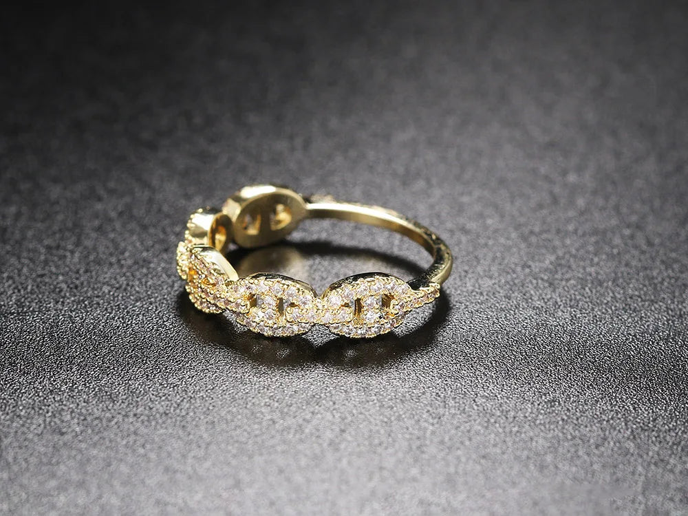 bague Premium Sertie de Zircons-Acier inoxydable Brillant