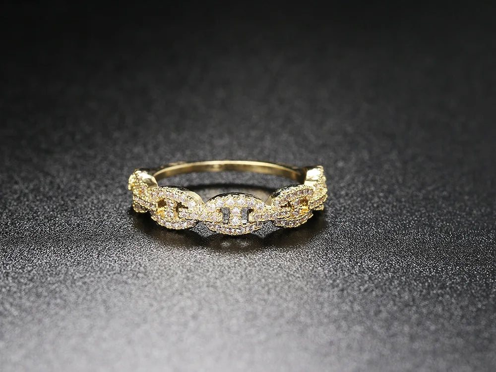 bague Premium Sertie de Zircons-Acier inoxydable Brillant