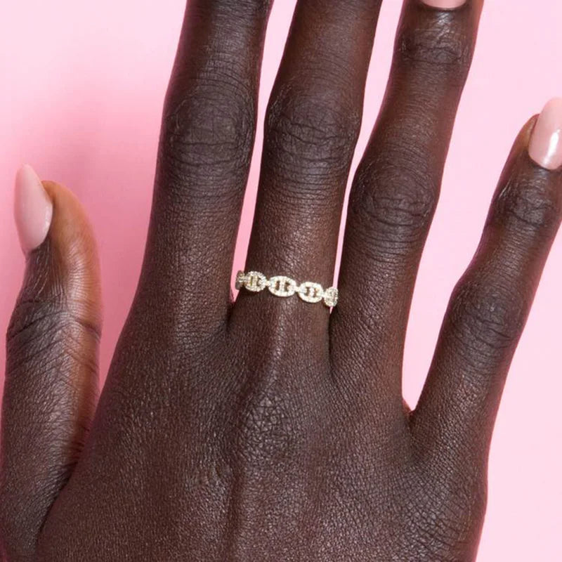 bague Premium Sertie de Zircons-Acier inoxydable Brillant