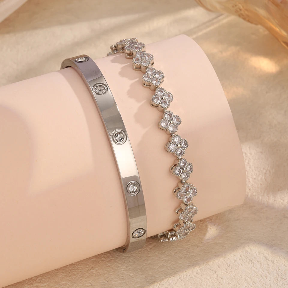 Bracelets doré fleur zircon