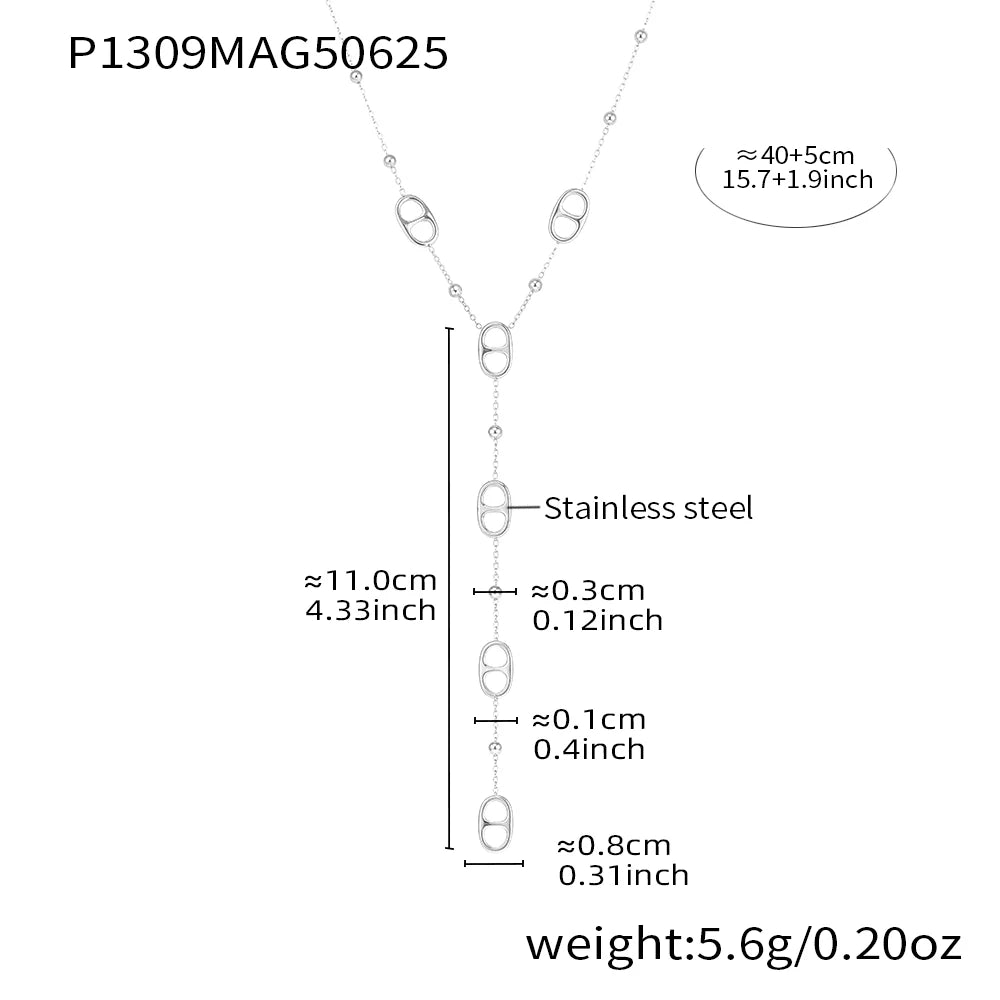 collier Long Doré-Chaîne Minimaliste & Pendentifs Ronds En acier Inoxydable