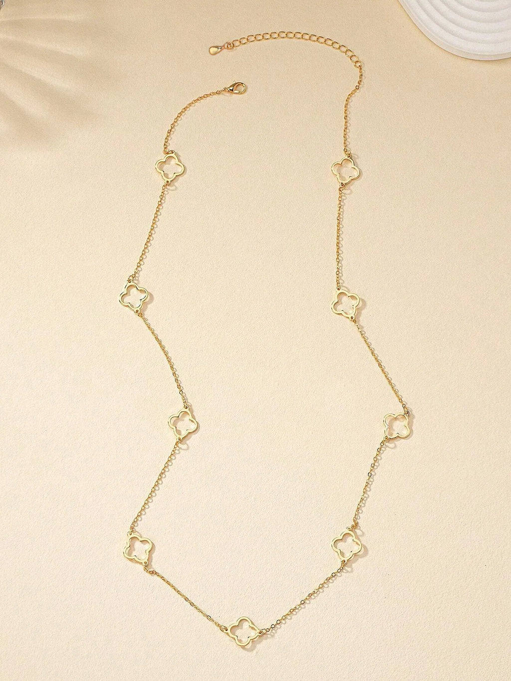 collier Trèfle a Quatre Feuilles-Acier Inoxydable Doré