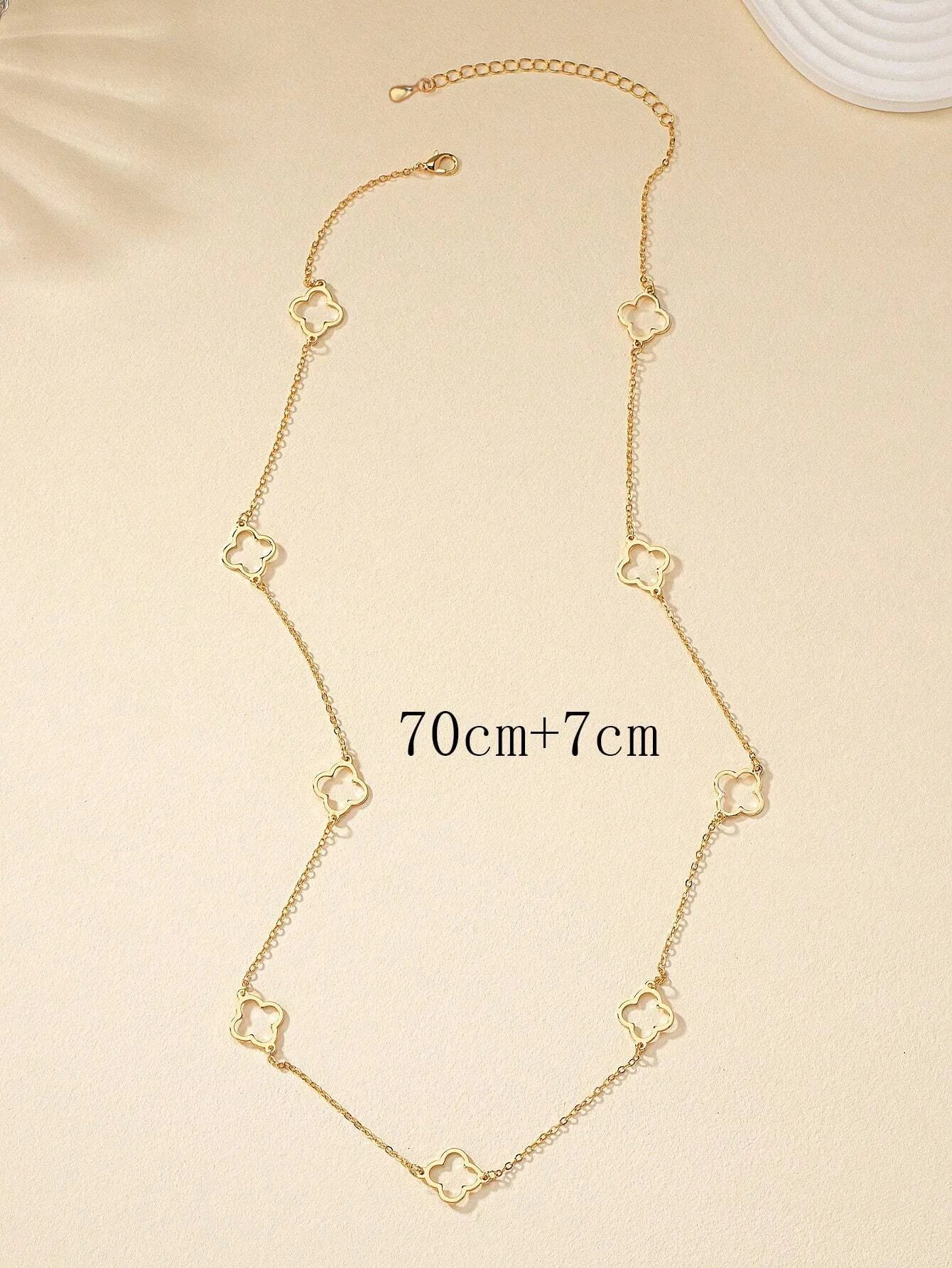 collier Trèfle a Quatre Feuilles-Acier Inoxydable Doré