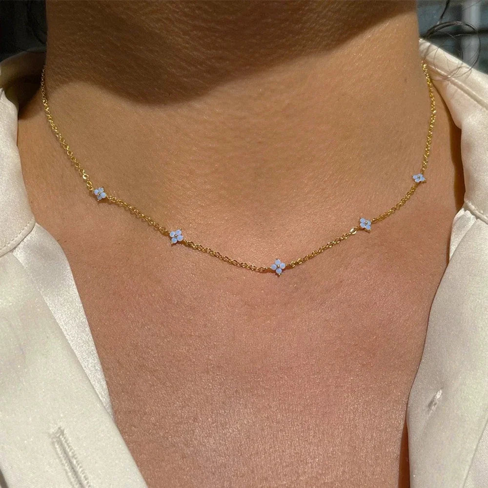 Collier Élégant en Acier Inoxydable 18k-Zircons Brillants & Design Minimaliste