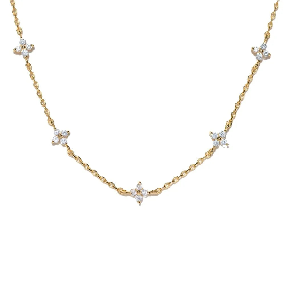 Collier Élégant en Acier Inoxydable 18k-Zircons Brillants & Design Minimaliste