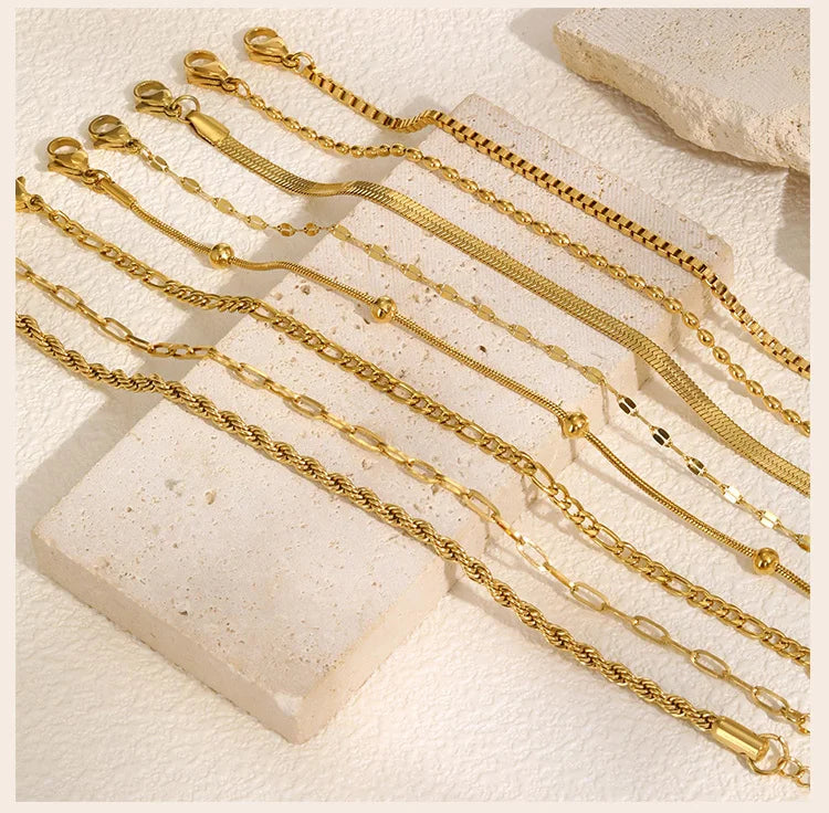 Bracelets dorés empilages en acier inoxydable