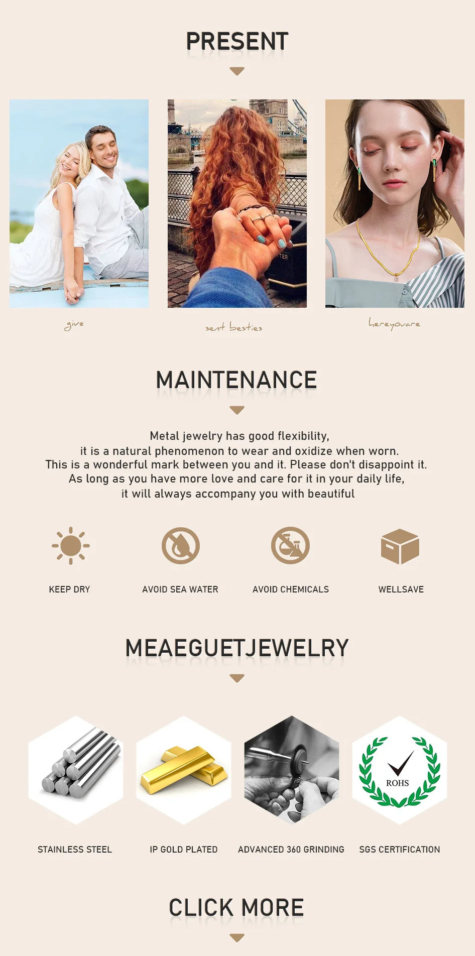 Bracelets dorés empilages en acier inoxydable