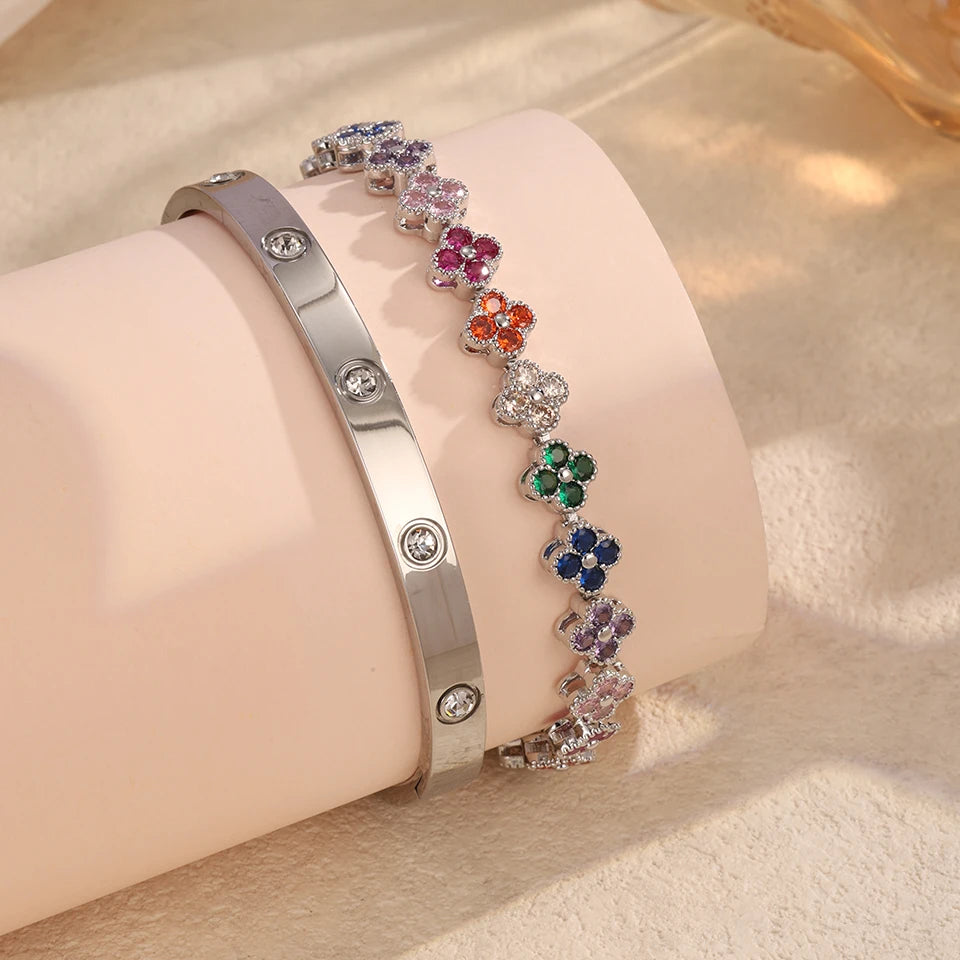 Bracelets doré fleur zircon